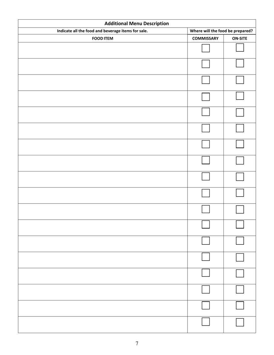 Catering Standard Operating Procedures Worksheet - County of San Diego, California, Page 7