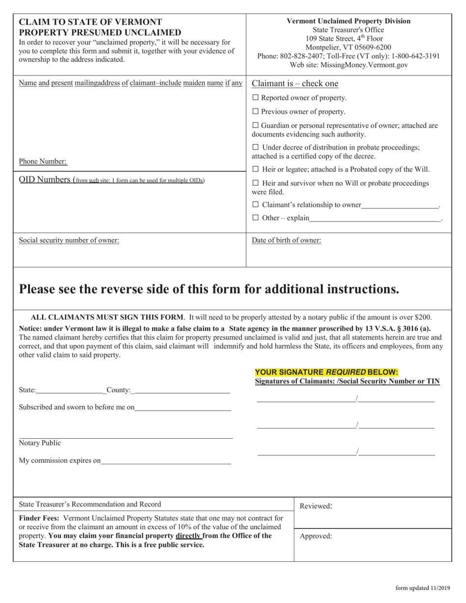 Claim to State of Vermont Property Presumed Unclaimed - Vermont, Page 2