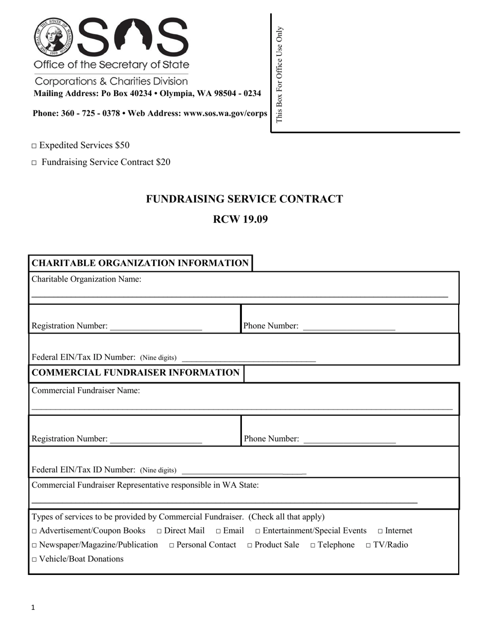 Fundraising Service Contract Registration - Washington, Page 1