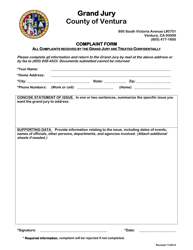 Document preview: Grand Jury Complaint Form - County of Ventura, California