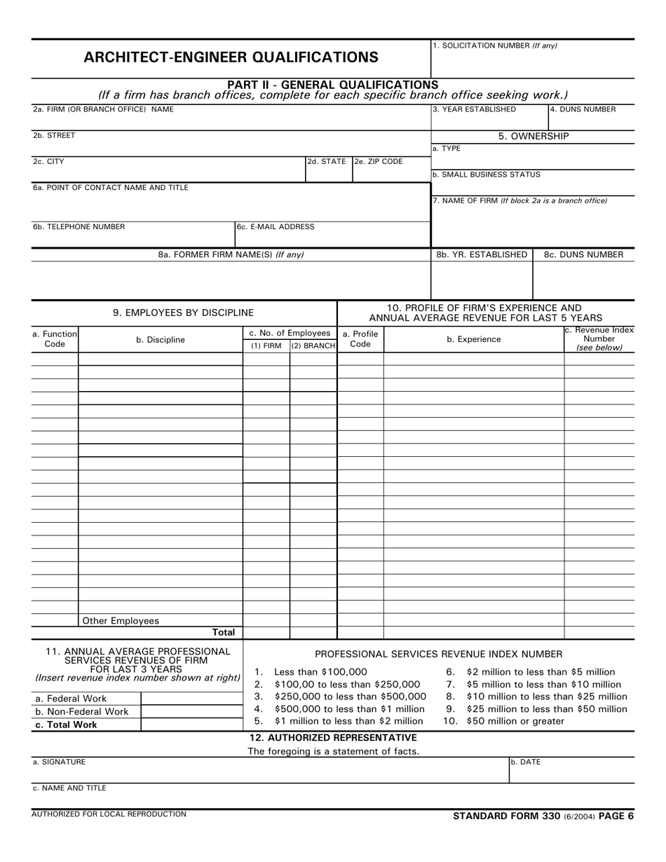 Form SF330 Part II - Fill Out, Sign Online and Download Fillable PDF ...