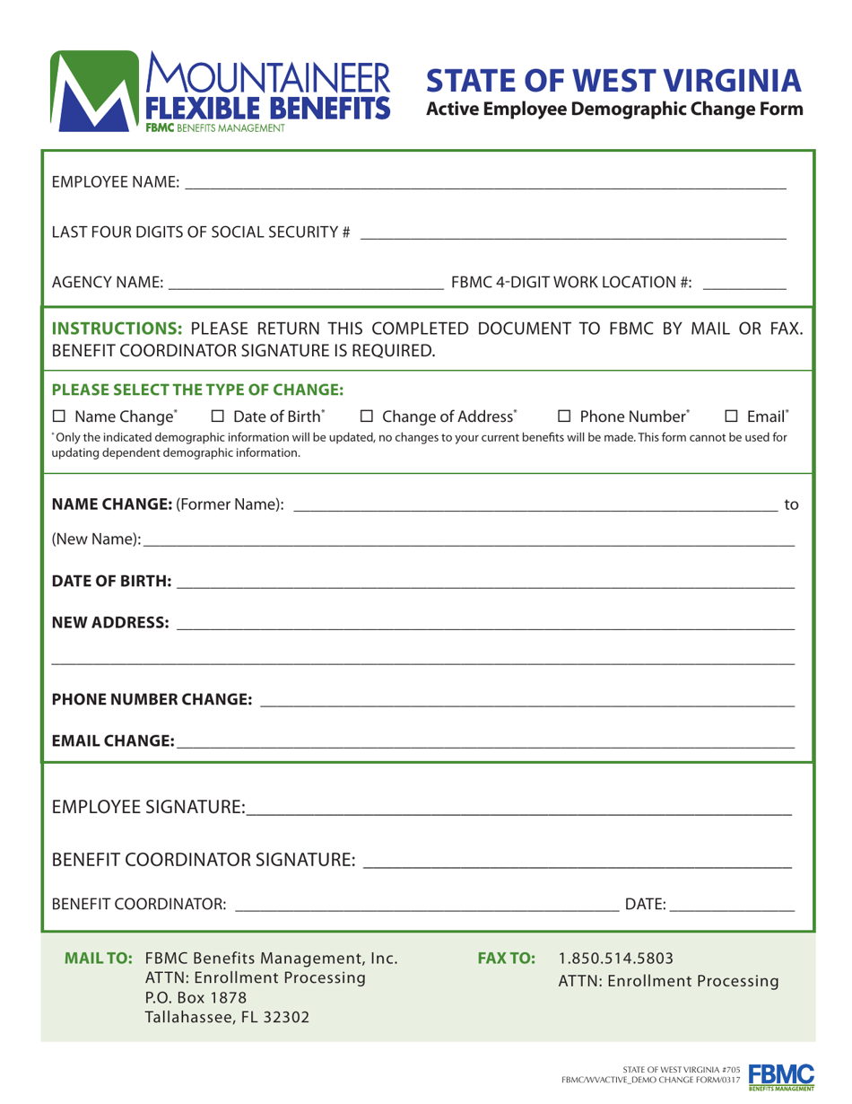 West Virginia Mountaineer Flexible Benefits Demographic Change Form