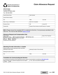 Document preview: Form F207-215-000 Claim Allowance Request - Washington