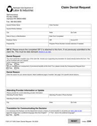 Form F207-217-000 Claim Denial Request - Washington
