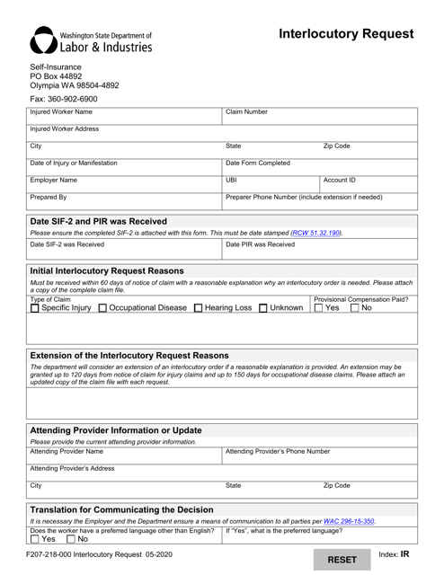 Form F207-218-000  Printable Pdf