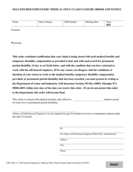 Document preview: Form F207-020-111 Self-insured Employers' Medical Only Claim Closure Order and Notice - Washington