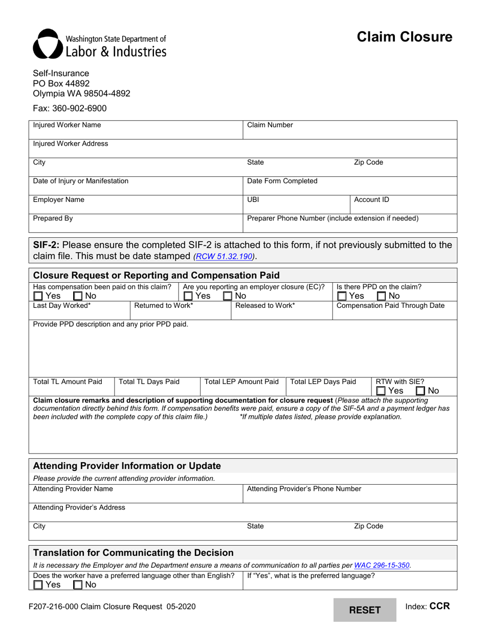 Form F207-216-000 - Fill Out, Sign Online and Download Fillable PDF ...