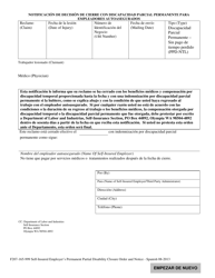 Document preview: Formulario F207-165-999 Notificacion De Decision De Cierre Con Discapacidad Parcil Permanente Para Empleadores Autoasegurados - Washington (Spanish)