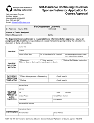 Form F207-192-000 Self Insurance Continuing Education Sponsor/Instructor Application for Course Approval - Washington, Page 2