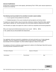 Form F207-192-000 Self Insurance Continuing Education Sponsor/Instructor Application for Course Approval - Washington, Page 3