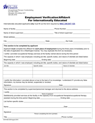 Document preview: DOH Form 683-039 Occupational Therapist or Occupational Therapy Assistant Employment Verification/Affidavit for Internationally Educated - Washington