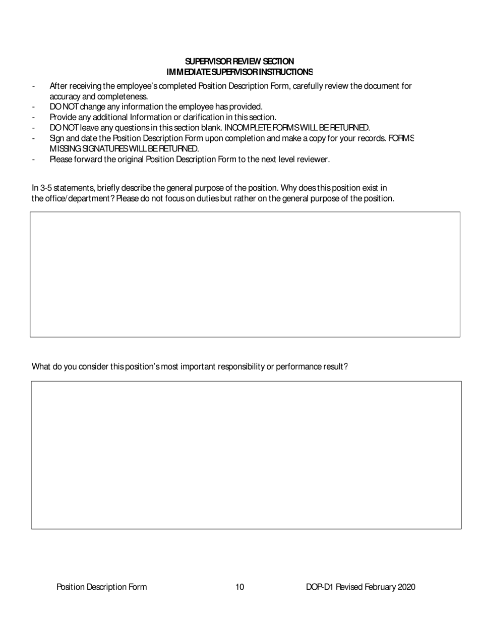 Form DOP-D1 Position Description Form - West Virginia, Page 10