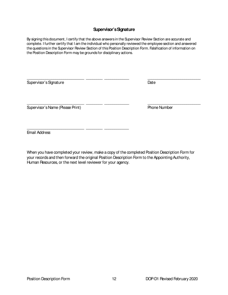 Form DOP-D1 Position Description Form - West Virginia, Page 12