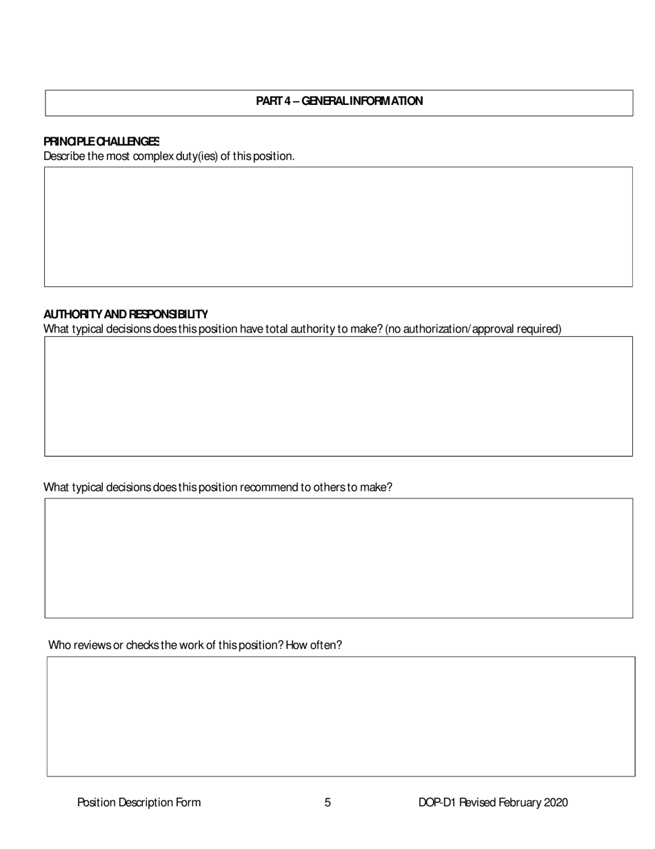 Form DOP-D1 Position Description Form - West Virginia, Page 5