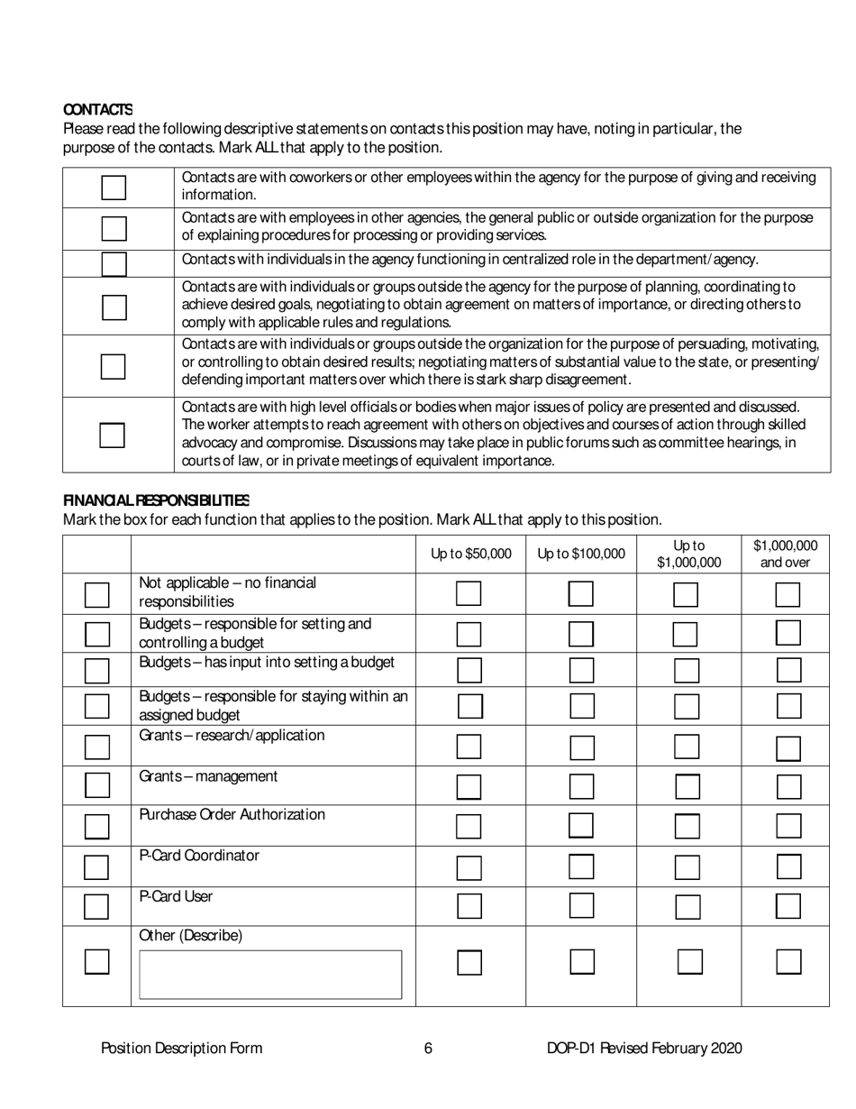 Form DOP-D1 Position Description Form - West Virginia, Page 6