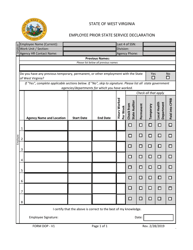 Form DOP-V1 &quot;Employee Prior State Service Declaration&quot; - West Virginia
