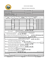 Form DOP-V2 &quot;Prior State Service Verification&quot; - West Virginia