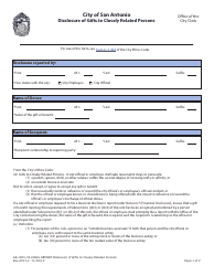 Document preview: Form GR.1050-33 Disclosure of Gifts to Closely Related Persons - City of San Antonio, Texas