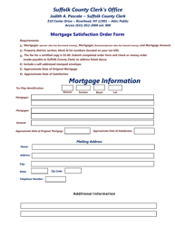 Document preview: Mortgage Satisfaction Order Form - Suffolk County, New York