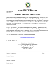 Document preview: District Clerk Request for Review Form - Dallas County, Texas