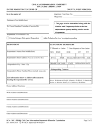 Form SCA-MC-FE100 Civil Case Information Statement - Financial Exploitation - West Virginia, Page 2