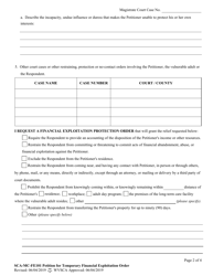 Form SCA-MC-FE101 Petition for Temporary Financial Exploitation Protective Order - West Virginia, Page 2
