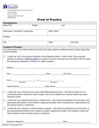 Document preview: DOH Form 646-125 Proof of Practice - Washington