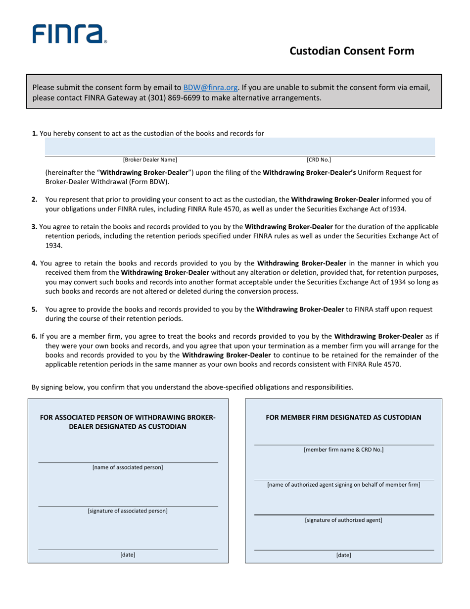 Custodian Consent Form, Page 1