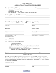 Document preview: Application for Access to Records - County of Dutchess, New York