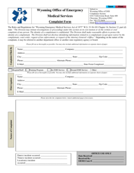 Document preview: Office of Emergency Medical Services Complaint Form - Wyoming