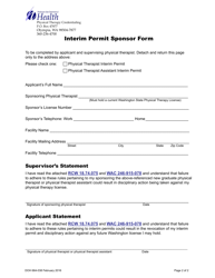 DOH Form 664-038 Physical Therapy Interim Permit - Washington, Page 2