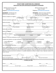 Solicitud De Una Copia Certificada De Nacimiento O Defuncion (Walk in) - Collin County, Texas (Spanish)