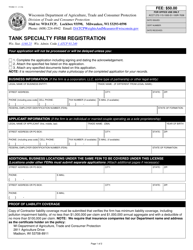 Document preview: Form TR-WM-111 Tank Specialty Firm Registration - Wisconsin