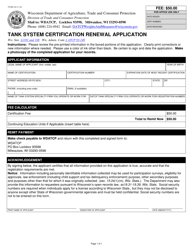 Document preview: Form TR-WM-103 Tank System Certification Renewal Application - Wisconsin