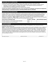 Form TR-WM-105 Corrosion Expert Certification Application - Wisconsin, Page 2