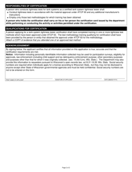 Form TR-WM-115 Tank System Tightness Tester Certification Application - Wisconsin, Page 2