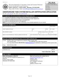 Document preview: Form TR-WM-116A Underground Tank System Installer Certification Application - Wisconsin