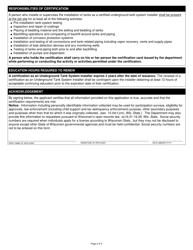 Form TR-WM-116A Underground Tank System Installer Certification Application - Wisconsin, Page 2