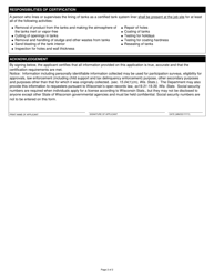 Form TR-WM-113A Tank System Liner Certification Application - Wisconsin, Page 2
