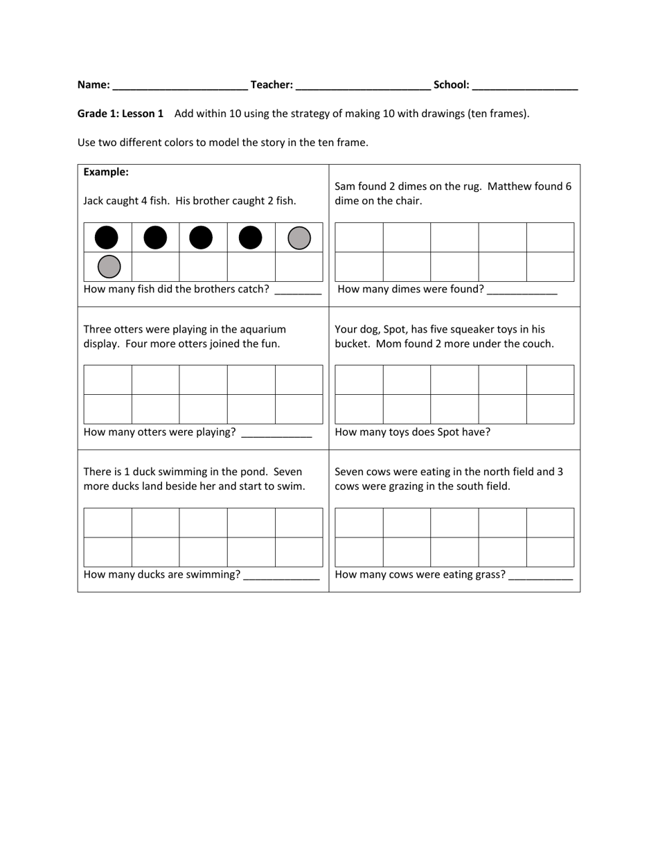 Math Grade 1 Student Packet 1-5 Cover Image