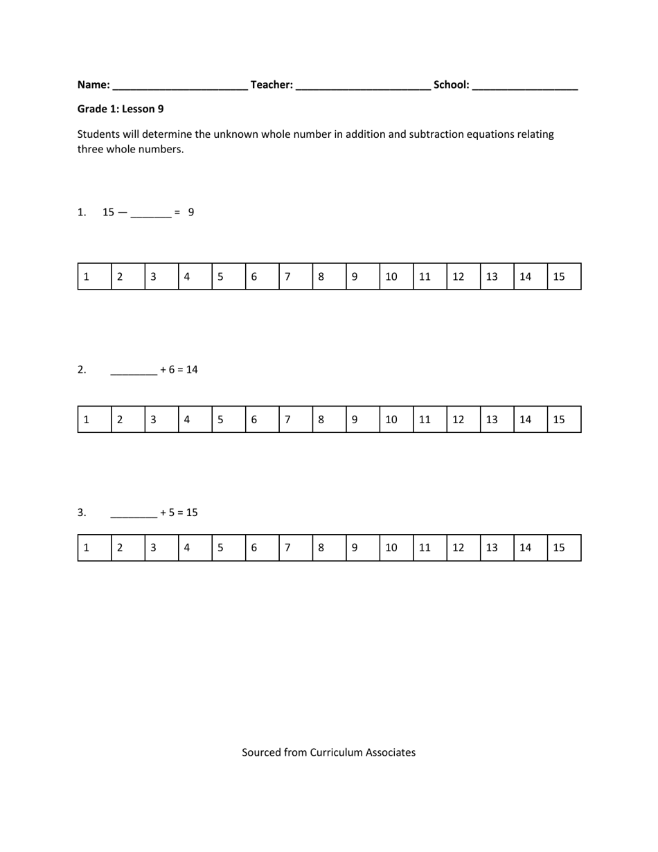 Math Grade 1 - Student Packet 6-10 - Tennessee, Page 4