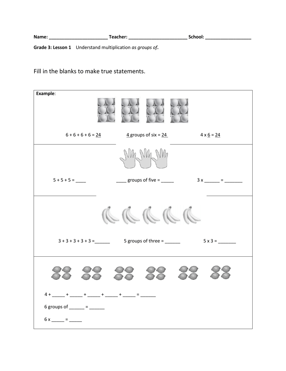 Math Grade 3 - Student Packet 1-5 - Tennessee, Page 1