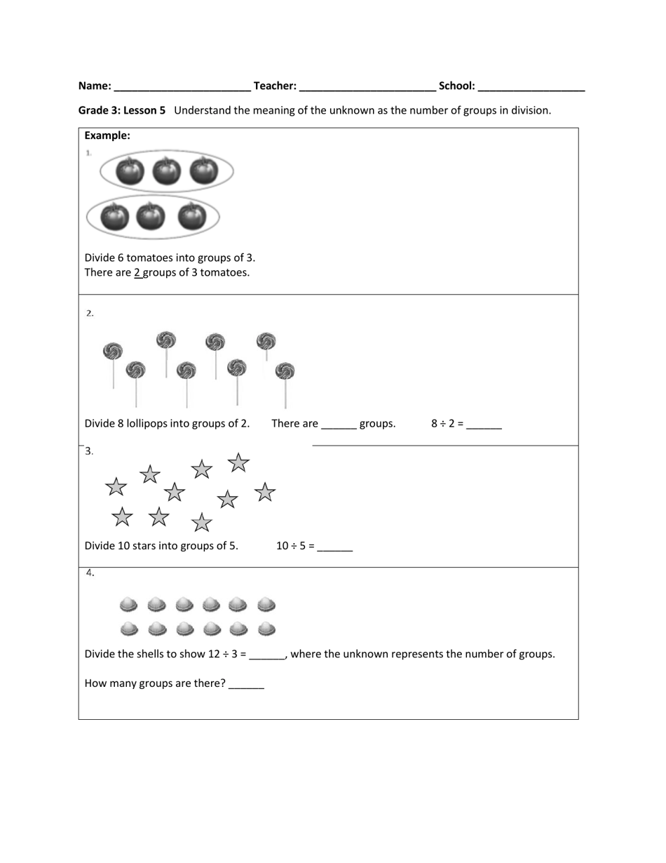 Math Grade 3 - Student Packet 1-5 - Tennessee, Page 6