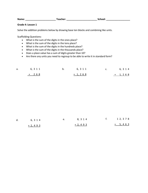Math Grade 4 - Student Packet 1-5 - Tennessee Download Pdf