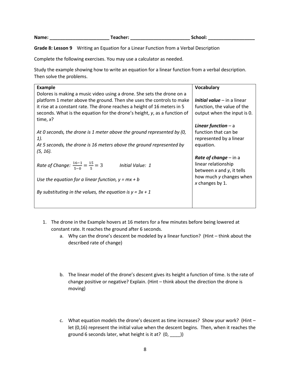Math Grade 8 - Student Packet 6-10 - Tennessee, Page 8