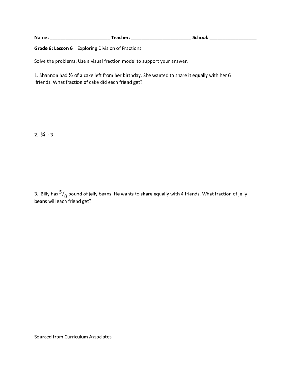 Math Grade 6 - Student Packet 6-10 - Tennessee, Page 1