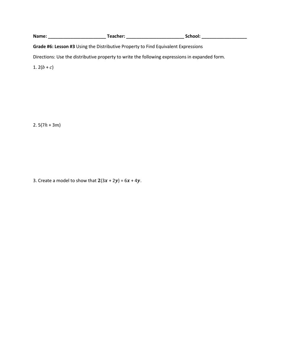 Math Grade 6 - Student Packet 1-5 - Tennessee, Page 3