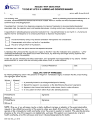 Document preview: DOH Form 422-063 Request for Medication to End My Life in a Humane and Dignified Manner - Washington