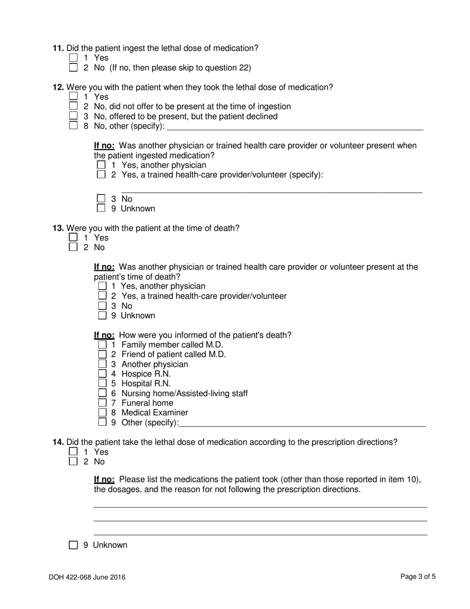 DOH Form 422-068 Attending Physicians After Death Reporting Form - Washington, Page 3