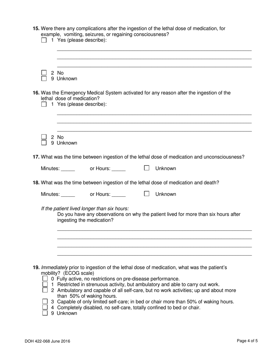 DOH Form 422-068 Attending Physicians After Death Reporting Form - Washington, Page 4